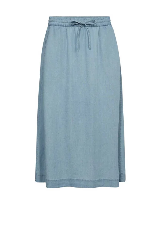 French Retro Freequent Carly Tie Skirt, Light Blue Denim