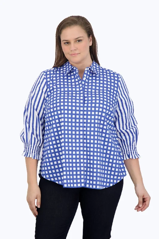 High Street Style Olivia Plus No Iron Gingham Stripe Combo Shirt