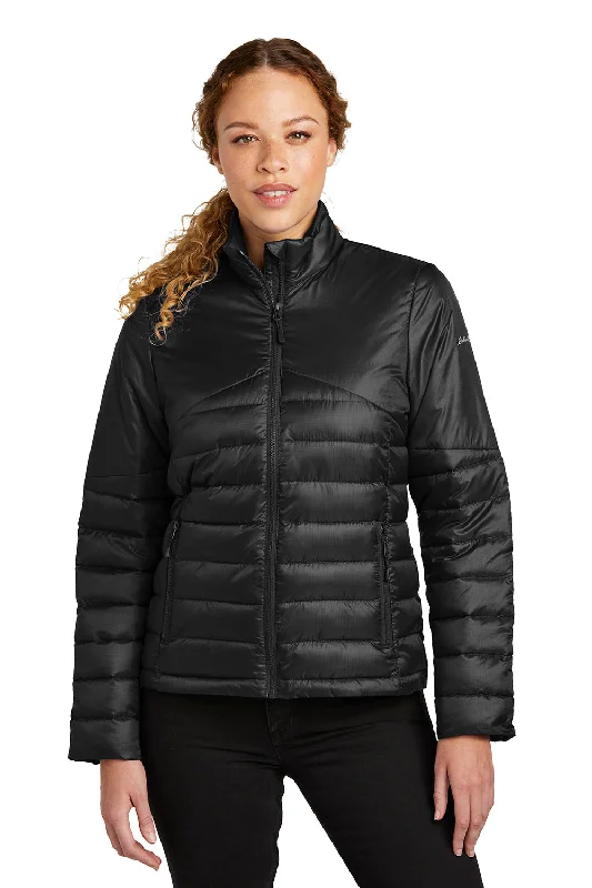 Comfortable Design Eddie Bauer Womens Water Resistant Quilted Full Zip Jacket - Deep Black