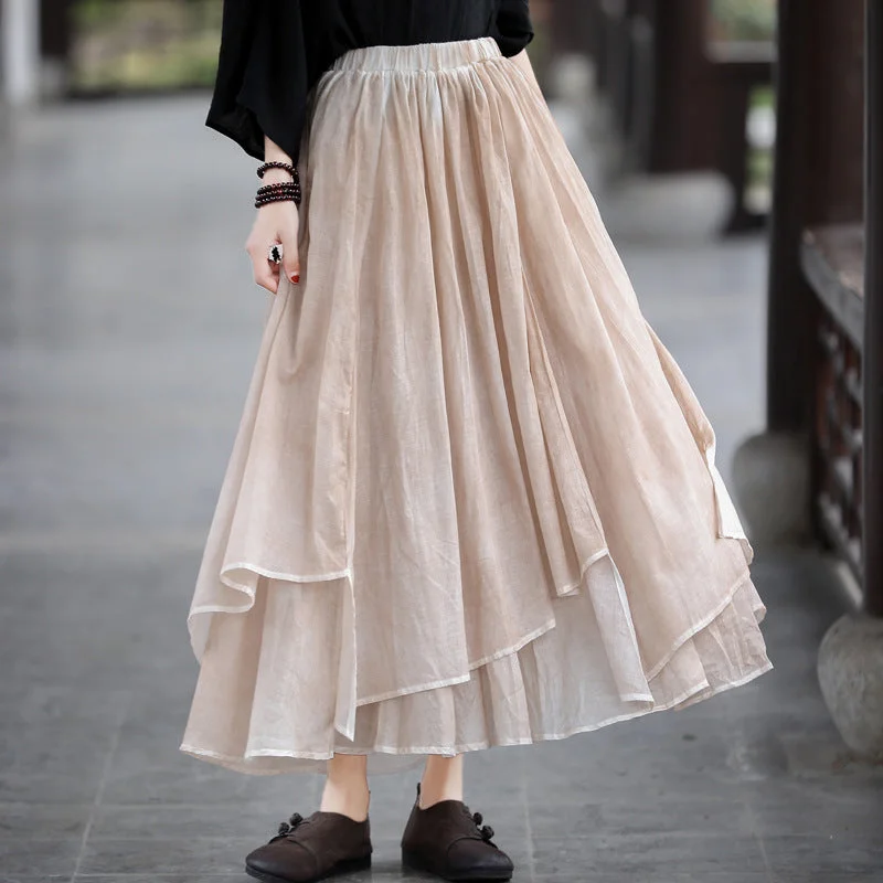 Slim Fit Fairy Irregular Linen Women Skirts