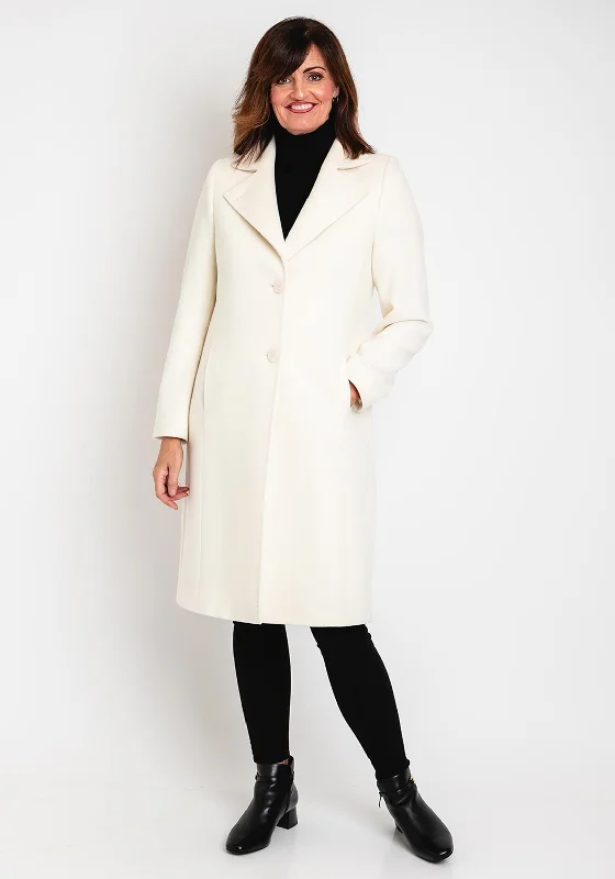 Street Cool Christina Felix Notch Collar Wool Cashmere Blend Long Coat, Winter White