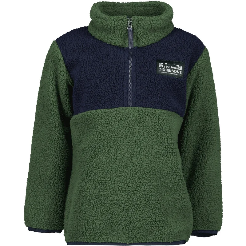 Relaxed And Casual Didriksons Pine Green Gosig Kids Halfzip Fleece Jacket