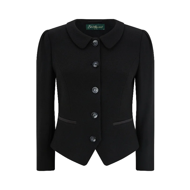 Classic Retro Libi Tailored Wool Crepe Jacket Black