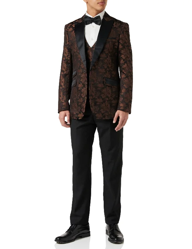 Wearable At Home Or Out Grooms 3 Piece Wedding Suit -Brown