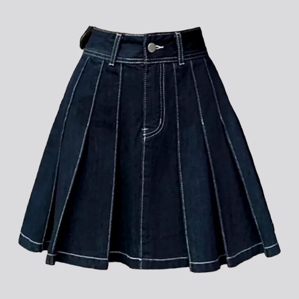 New Autumn And Winter Styles Flare pleated jeans skirt