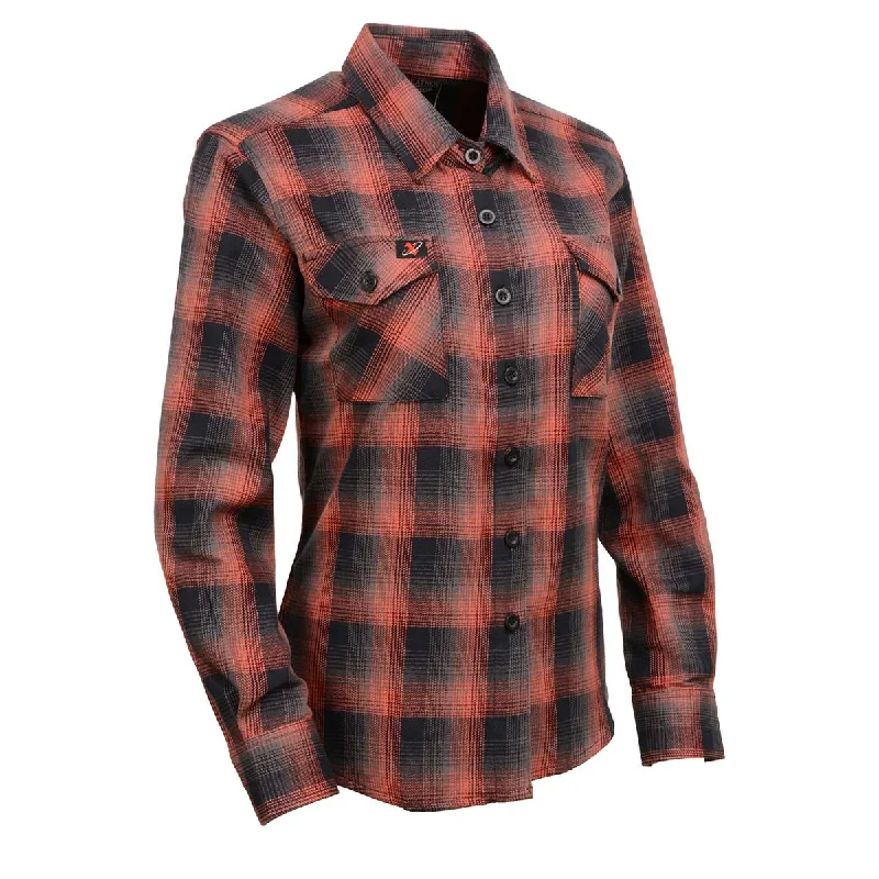 Unique Design Milwaukee Leather MNG21607 Women's Casual Red and Black Long Sleeve Cotton Casual Flannel Shirt