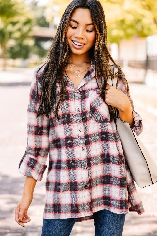 Unique Design Never Leave Blush Pink Plaid Button Down Top