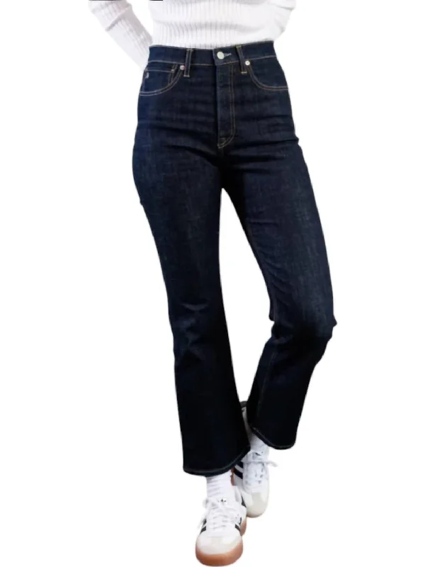 Relaxed And Casual Holly Kick Flare Jeans In Dark Blue