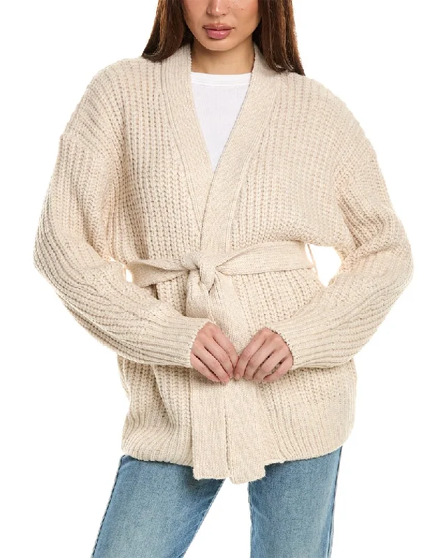 Romantic And Fresh Oat New York Belted Wool-Blend Cardigan