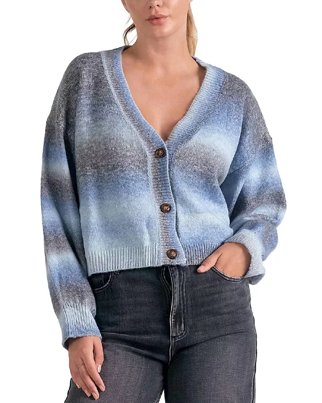 Ethnic Style Sweater Cardigan V Neck In Blues