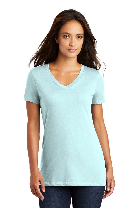 Modern City District Womens Perfect Weight Short Sleeve V-Neck T-Shirt - Seaglass Blue - Closeout