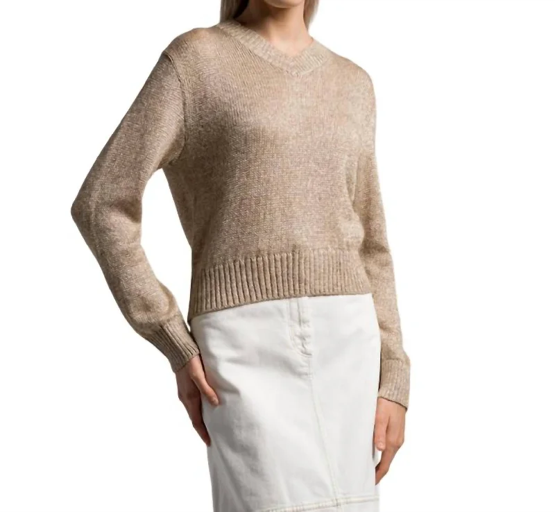 Autumn Selection Lurex Sweater Top In Beige/brown(Gold)