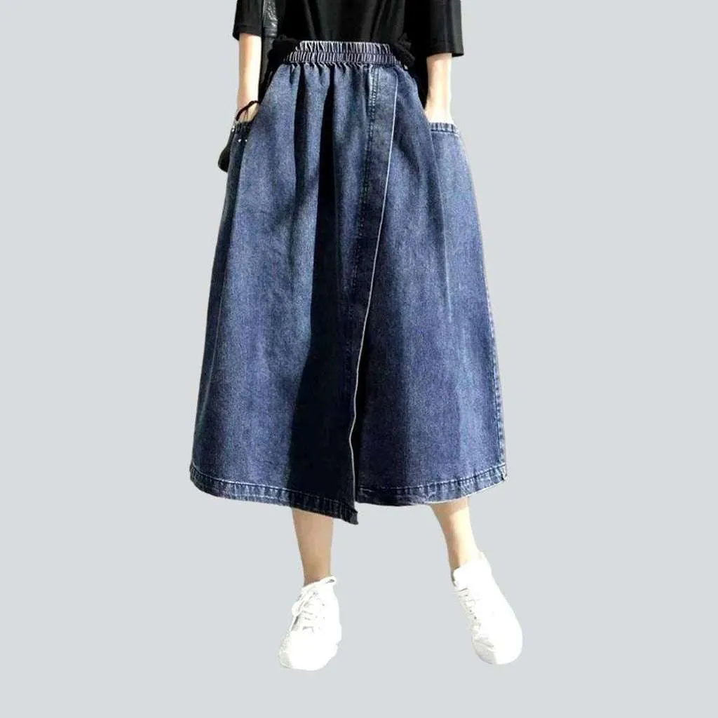 Fashion Elements Asymmetric denim skirt with rubber