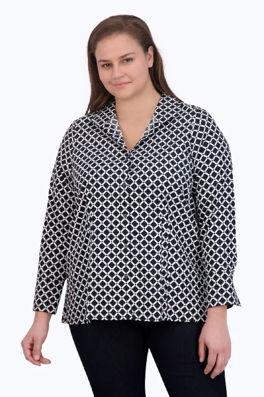 Classic And Versatile Katie Plus No Iron Diamond Grid Shirt