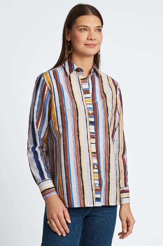 Fashion Elements Meghan No Iron Watercolor Stripe Shirt