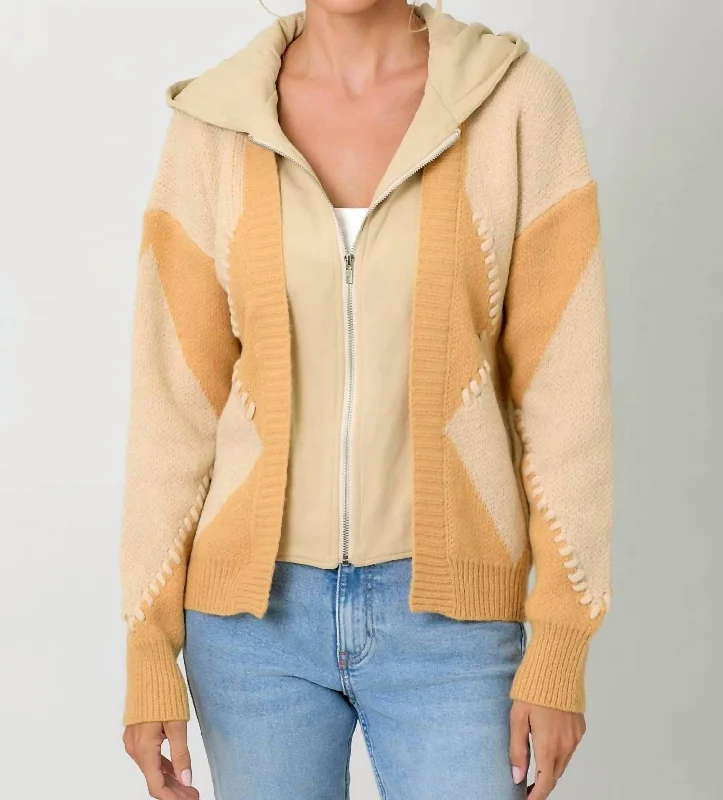 Boutique Recommendation Twofer Hoodie Sweater Cardigan In Pumpkin