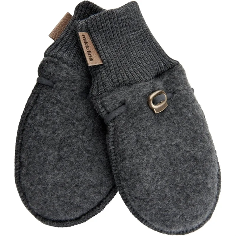 Soft And Comfortable Mikk-Line Wool Mittens Anthracite Melange