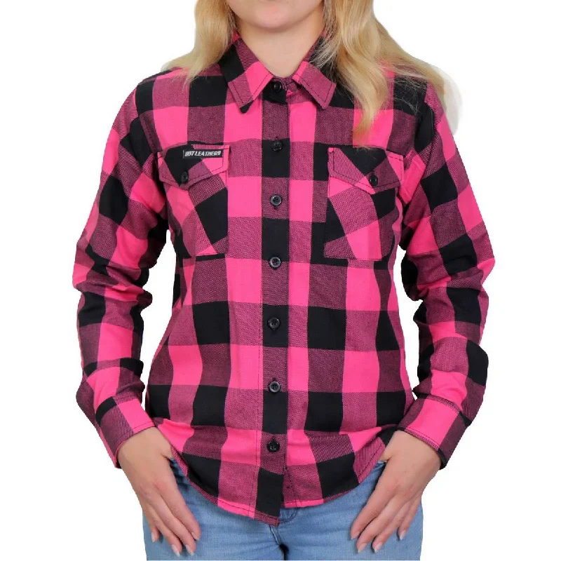 Celebrity Style Hot Leathers FLL3005 Women's Black and Pink Long Sleeve Flannel