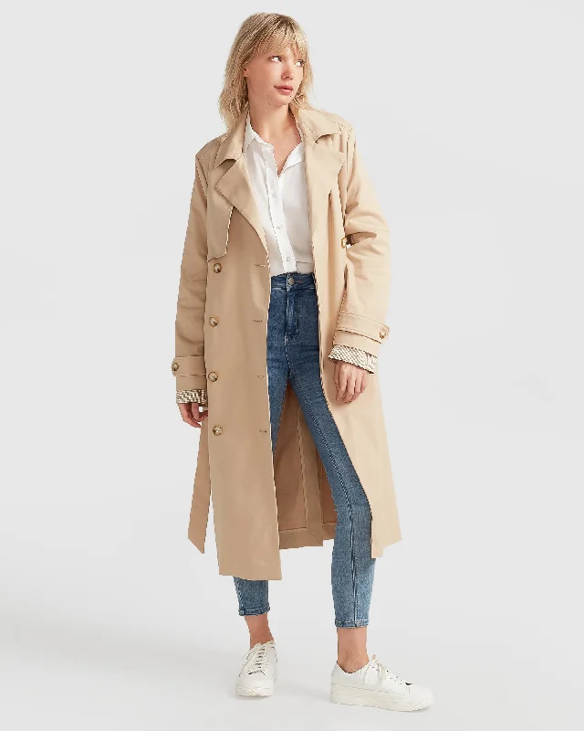 Noble And Elegant Empirical Trench Coat - Camel