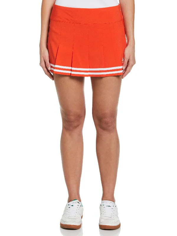 Noble And Elegant Women's 13" Contrast Hem Pleated Tennis Skort