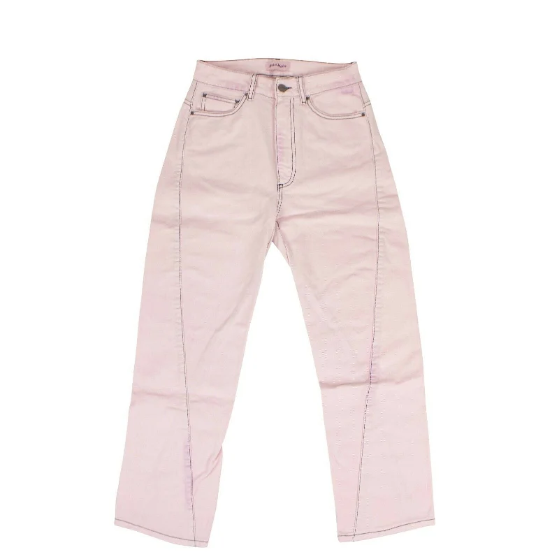 Wearable At Home Or Out Palm Angels Cotton Curved Seam Jeans Pants - Pink