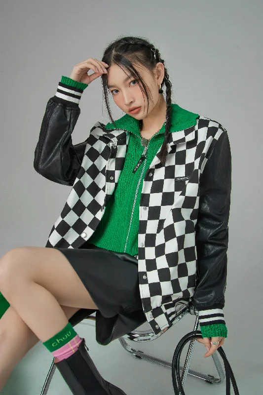 Luxury Temperament I Am Much More Me Checkered Jumper Jacket