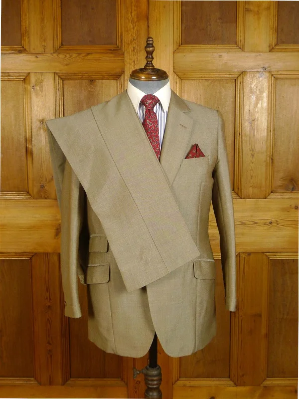 Comfortable And Casual 24/1071 wonderful 1971 cyril a castle savile row conduit st black wool silk mohair beige suit w/ striped linings 41 short to regular