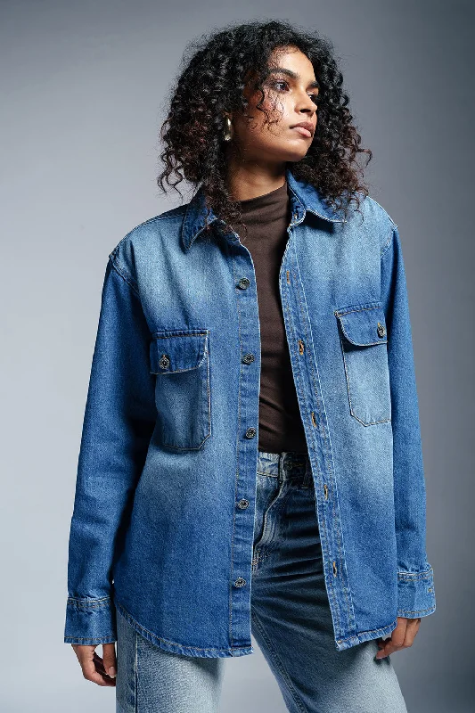 Youthful Street Fashion Chrome Blue Women's Denim Jacket