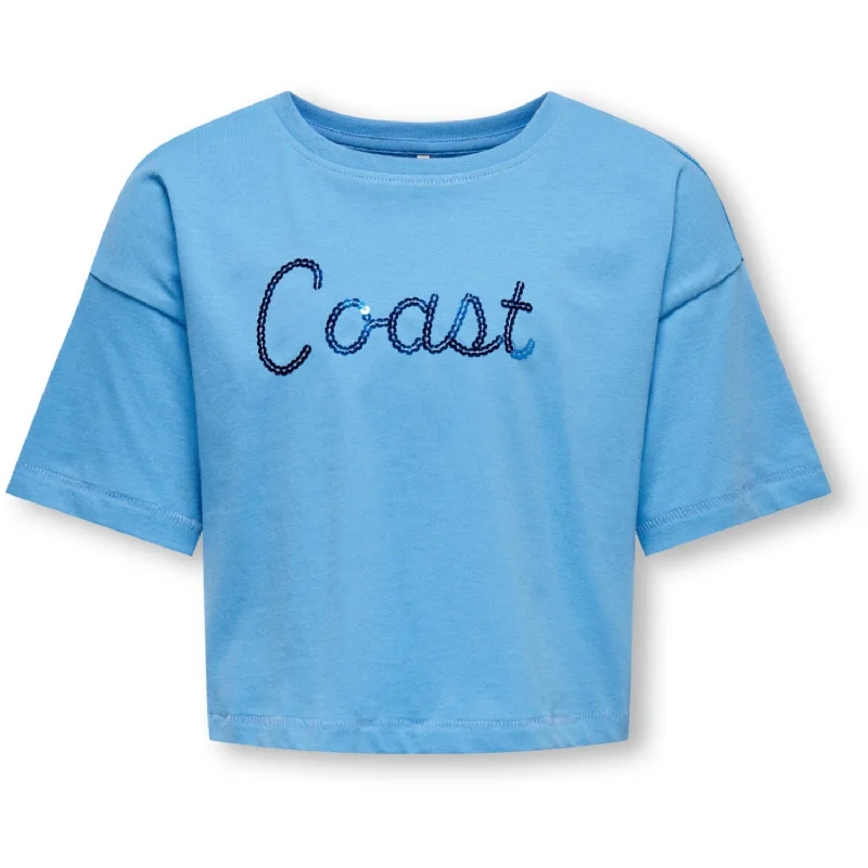 Stunning Fashion kids ONLY Azure Blue Coast Olivia Loose Sequins Top