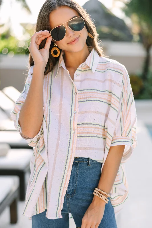 Romantic And Fresh Nothing Left To Say White Striped Blouse