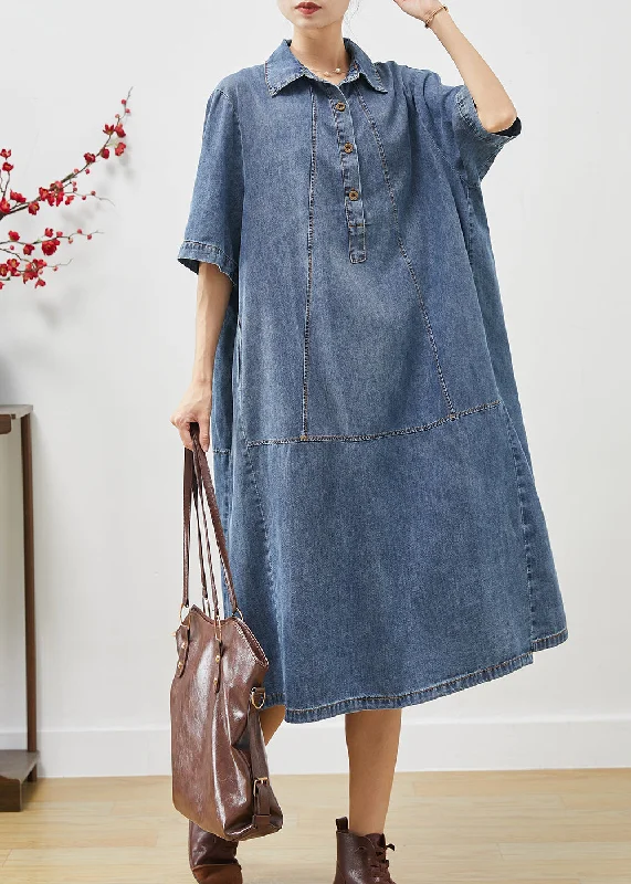 Stretch Design Unique Blue Oversized Patchwork Denim Dresses Summer