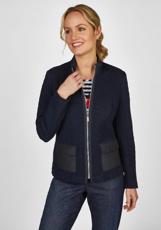 Urban Sense Rabe Full Zip Textured Jacket, Navy