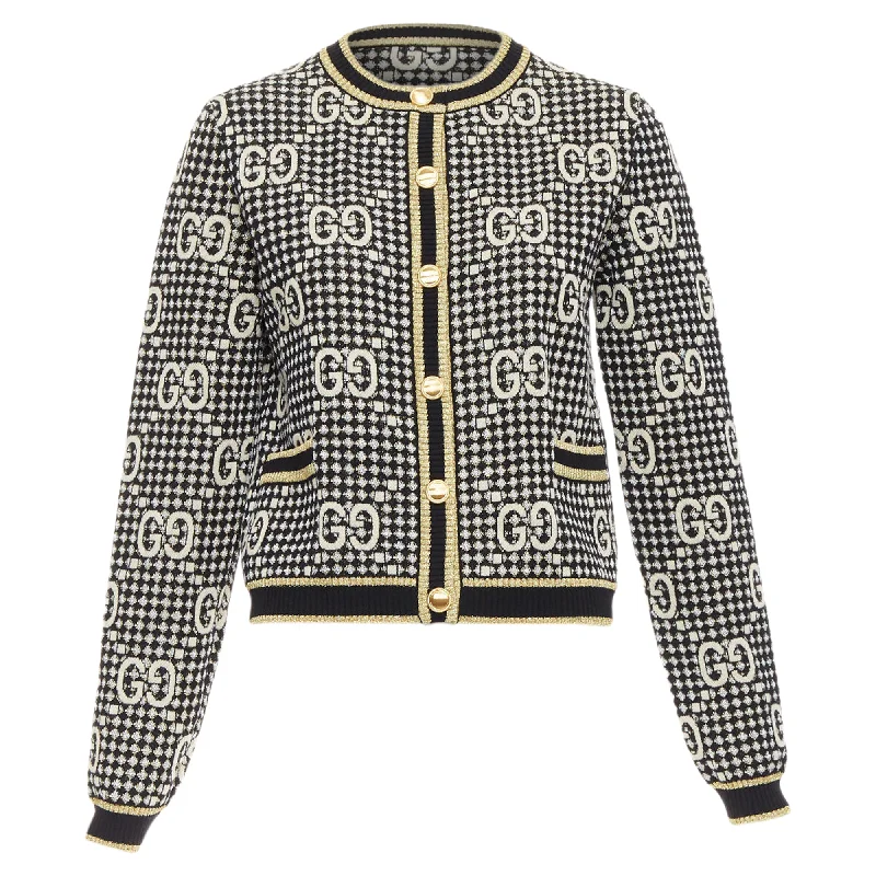 Warm Atmosphere Gucci monogram jacquard preppy cardigan