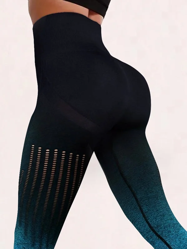 Sports Fashion ZASUWA Female Ombre Fishnet Quick-dry Scrunch Bum Leggings