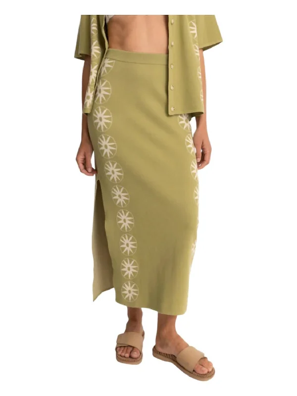 Exquisite Fabrics Horizon Knit Midi Skirt In Palm