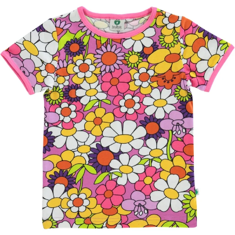 Fresh And Natural Småfolk Spring Pink T-Shirt Med Blomster