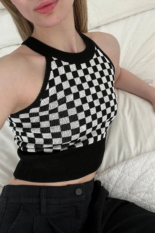 Simple Matching CHECKERED HALTER TANK