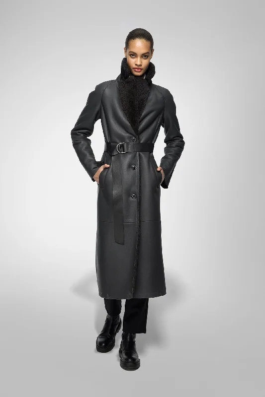 Comfortable And Versatile Hailey - Anthracite Shearling Coat