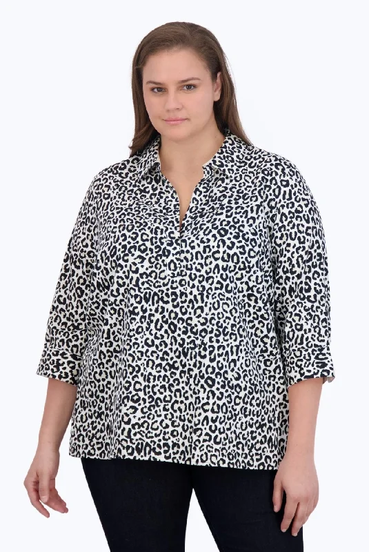 Playful Style Sophia Plus No Iron Leopard Print Popover