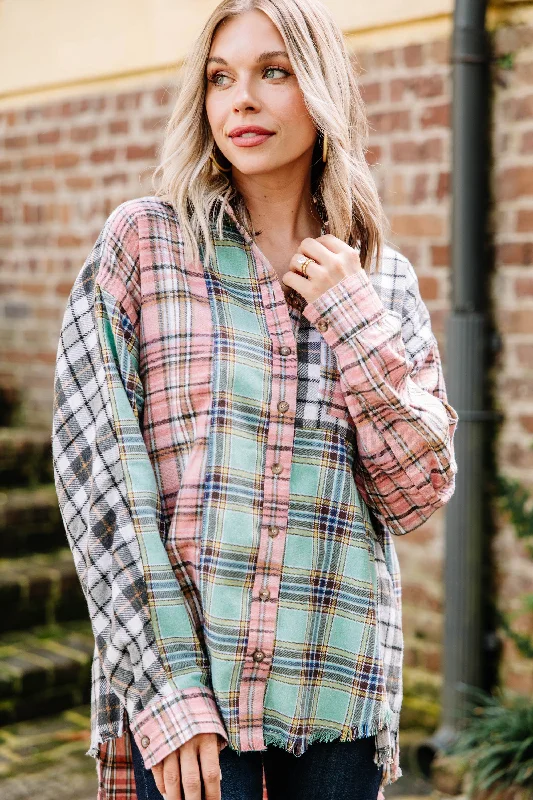 Comfortable Design Near To Your Heart Blush Pink Plaid Top