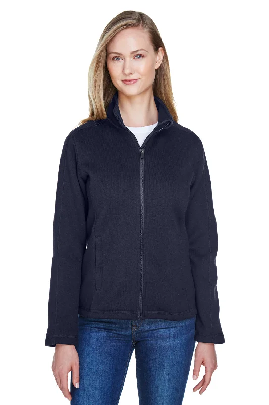 Modern Tailoring Devon & Jones Womens Bristol Pill Resistant Sweater Fleece Full Zip Jacket - Navy Blue