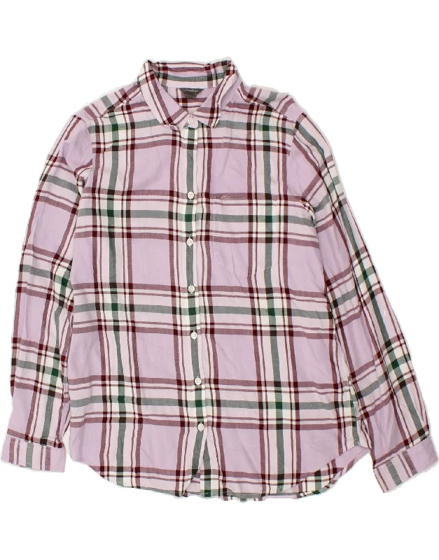 Street Charm EDDIE BAUER Womens Shirt UK 14 Medium Pink Check Cotton