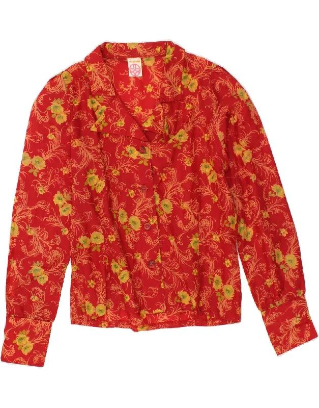 Celebrity Must-have VINTAGE Womens Shirt UK 12 Medium Red Floral