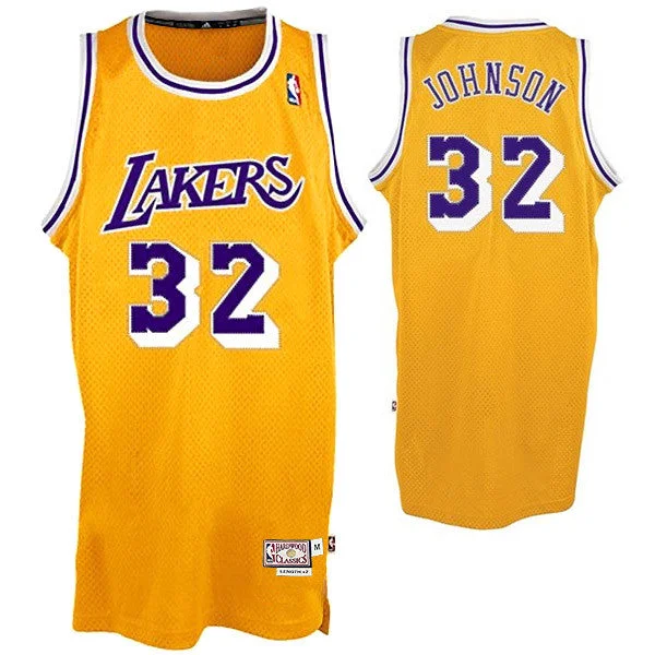 Elegant And Simple Magic Johnson #32 Los Angeles Lakers Adidas NBA Throwback adidas Swingman Jersey - Gold