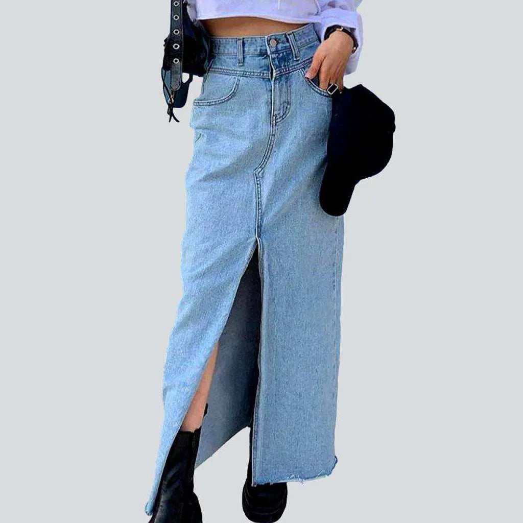 Trendy Items High slit maxi denim skirt