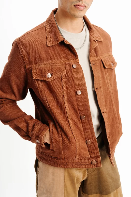 High-end Fabrics Brown Classic Men's Trucker Jacket