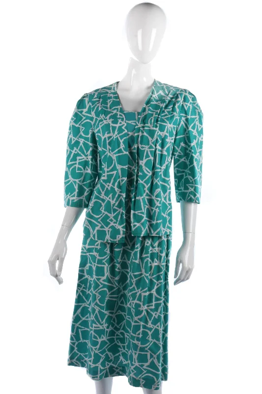 Celebrity Style Susie G 1950's Vintage Cotton Dress and Jacket Turquoise Size M