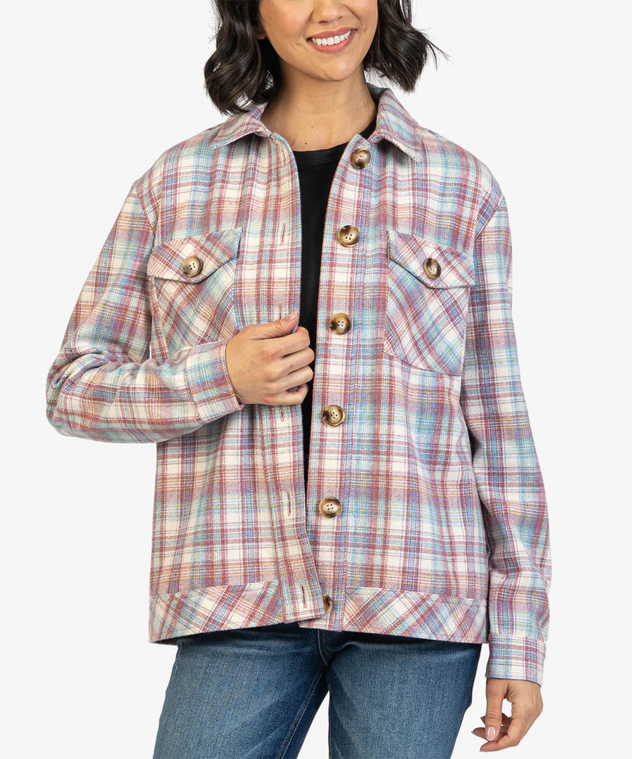 Modern City Magnolia Plaid Shirt Jacket