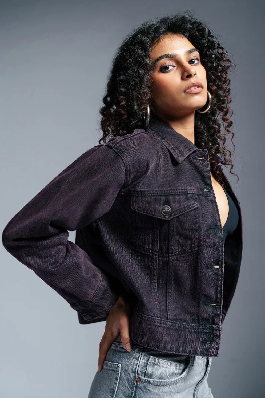 Girl Style Black Chrome Denim Trucker Jacket