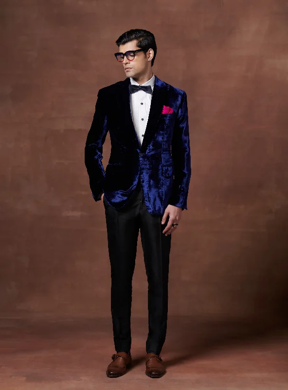 Embroidered Letters MAJESTIC MIDNIGHT ROYAL BLUE TUXEDO JACKET